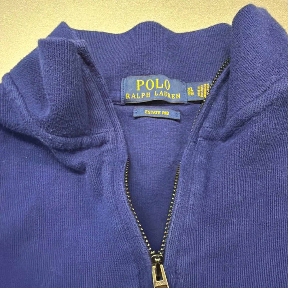 Polo Ralph Lauren Estate Rib‎ Quarter Zip Pullover Royal Blue Mens XL Sweater